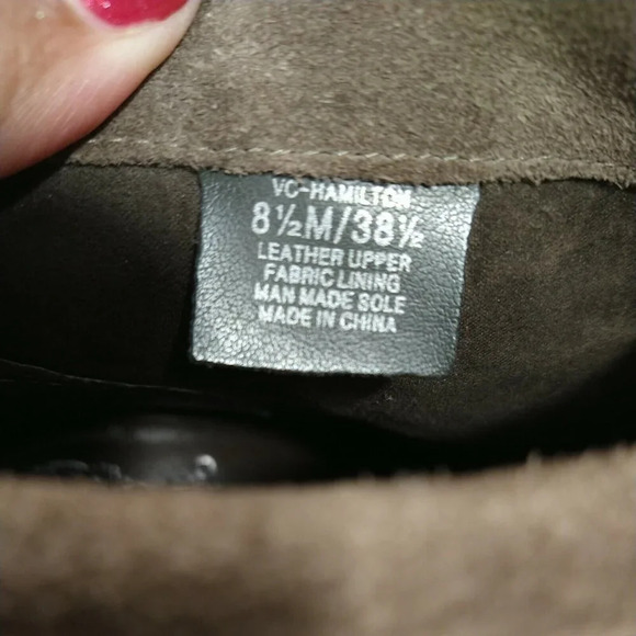 Vince Camuto Booties Suede Leather Women Size 8.5 Brown Zip Closure Block Heel - Picture 9 of 10